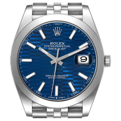 rolex datejust acciaio quadrante blu|rolex datejust blu.